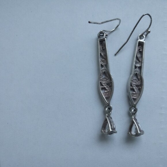 Retired Silpada Sterling Silver Filigree CZ Drop Dangle Earrings - Picture 2 of 4